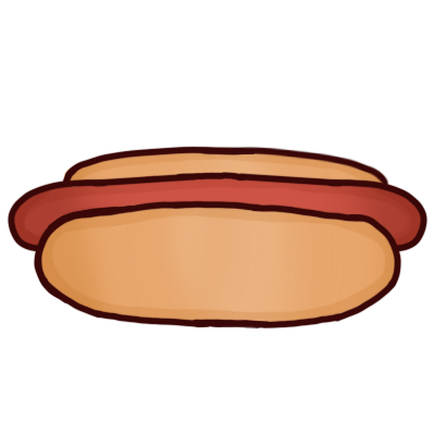 a hot dog. the sausage is poking slightly out of each end of the bun.